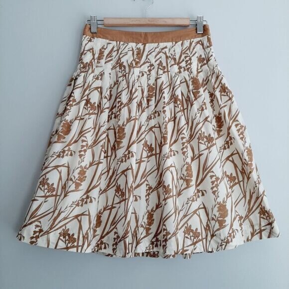 JOE FRESH 100% Cotton Plisse Pleated A-line Skirt Floral Print Sz 2 - Picture 2 of 10